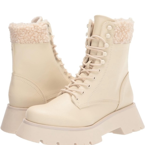 Circus by Sam Edelman Shoes - Circus NY -Sam Edelman Cream Lace-Up Boots with Fur Lining 8.5 NEW